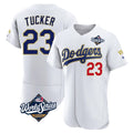 Los Angeles Dodgers #23 Kyle Tucker Player Gold White HeidiMiller World Series 2026 Collection Stadium Limited Elite Stitched Jerseys