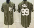 New York Yankees #99 Aaron Judge Olive HeidiMiller Pinstripe 2026 Armed Forces Day Salute To Service Jersey