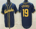 Milwaukee Brewers #19 Robin Yount Navy Blue HeidiMiller Stitched Cool Base Jersey