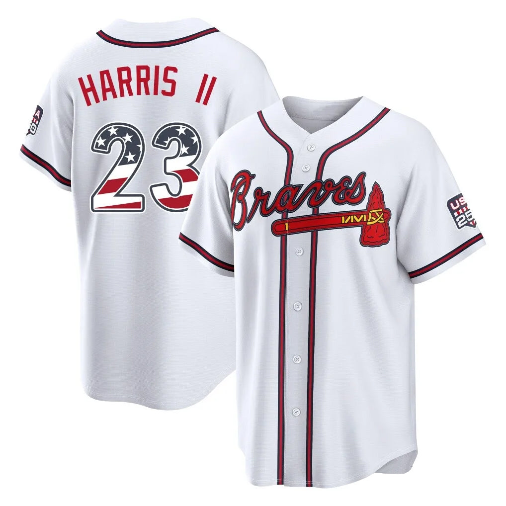 Atlanta Braves #23 Michael Harris II Player White HeidiMiller USA 250 Fourth Of July Limited Home Game Stitched Jerseys