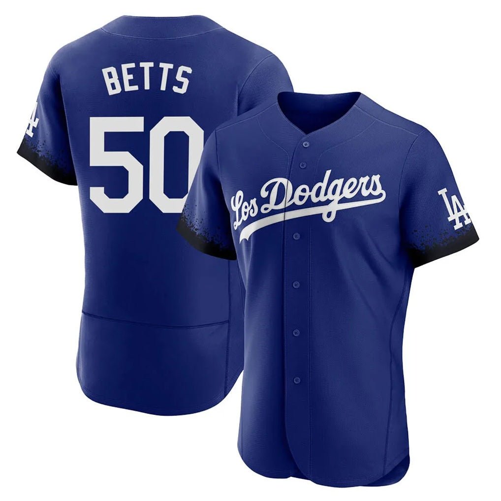 Los Angeles Dodgers #50 Mookie Betts Player Royal HeidiMiller City Connect Elite Home Stitched Jerseys