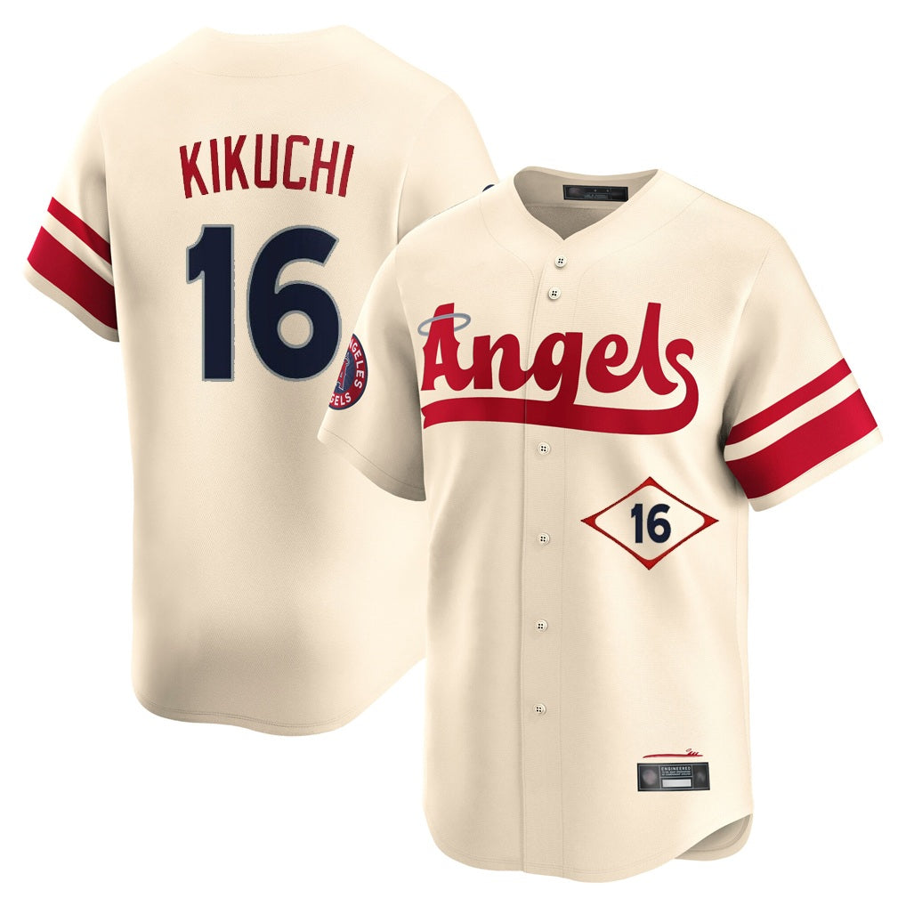 Los Angeles Angels #16 Yusei Kikuchi Player Cream HeidiMiller City Connect Limited Home Stitched Jerseys