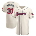Atlanta Braves #31 Greg Maddux Player Cream HeidiMiller Limited Elite Home Game Stitched Jerseys