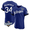 Los Angeles Dodgers #34 Fernando Valenzuela Player Royal HeidiMiller World Series City Connect Elite Home Stitched Jerseys