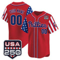 Custom Philadelphia Phillies America 250 Edition Vapor Premier Limited Red HeidiMiller Stitched Jerseys