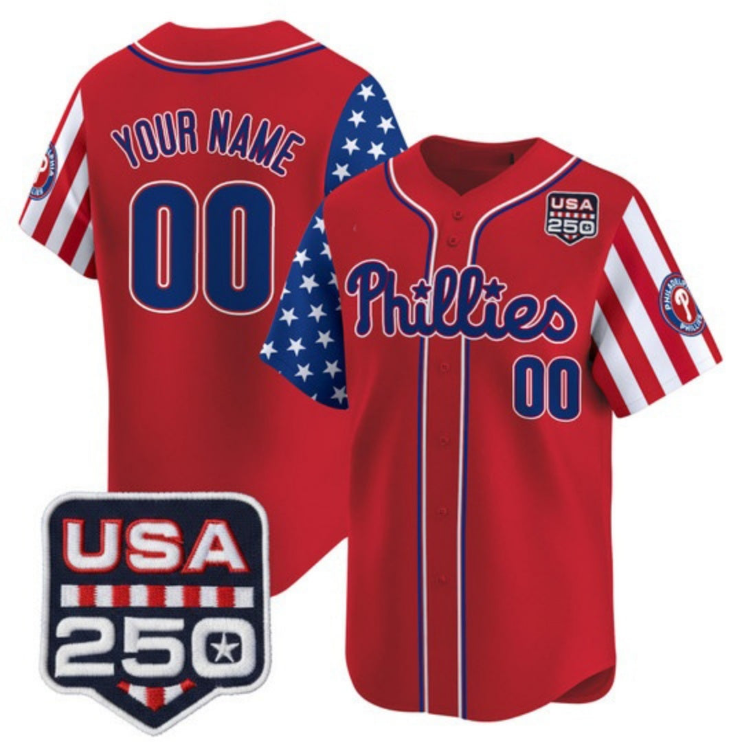 Custom Philadelphia Phillies America 250 Edition Vapor Premier Limited Red HeidiMiller Stitched Jerseys