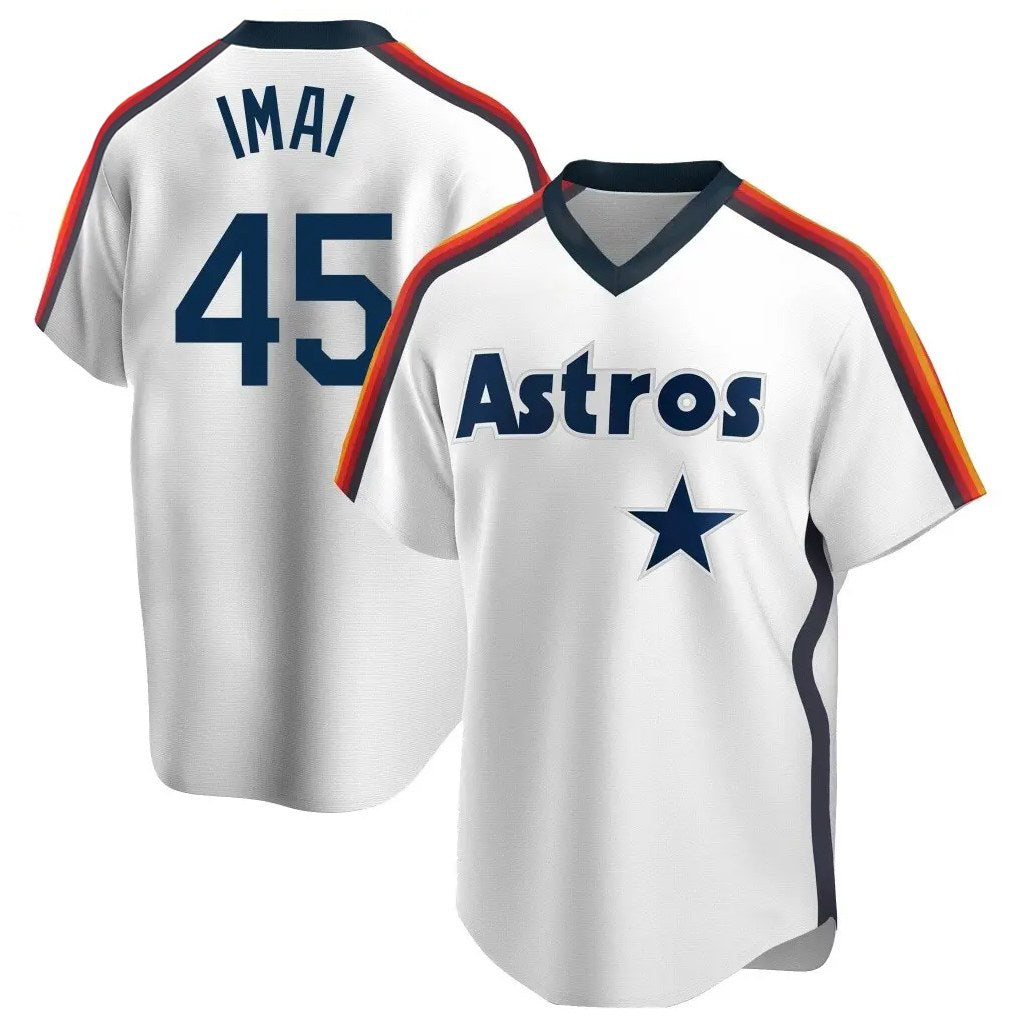 Houston Astros #45 Tatsuya Imai Player White HeidiMiller Cooperstown Collection T-shirt Stitched Jerseys