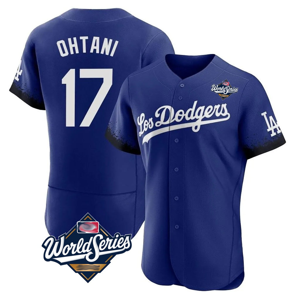 Los Angeles Dodgers #17 Shohei Ohtani Player Royal HeidiMiller World Series City Connect Elite Home Stitched Jerseys