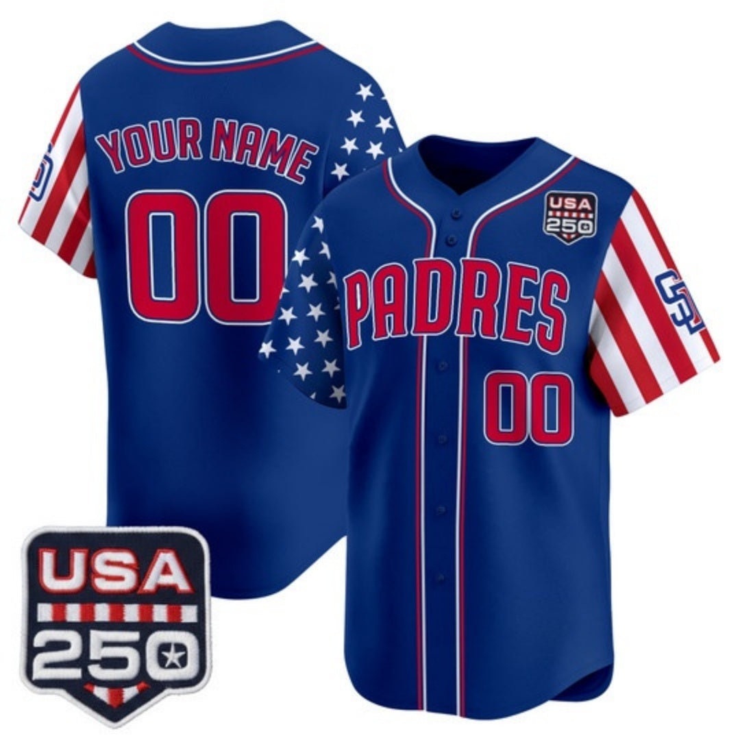 Custom San Diego Padres America 250 Edition Vapor Premier Limited Royal HeidiMiller Stitched Jerseys