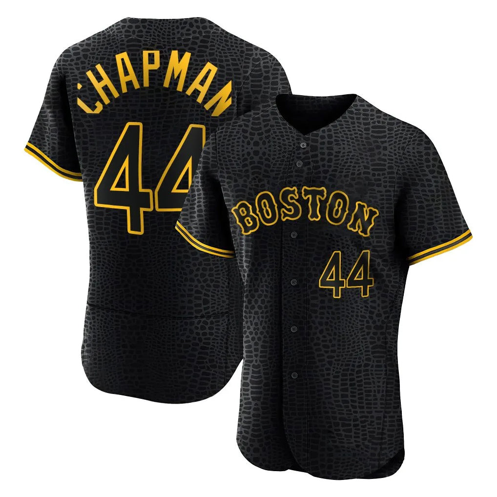 Boston Red Sox #44 Aroldis Chapman Player Black HeidiMiller Snake Skin City Limited Elite Home Stitched Jerseys