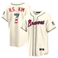 Atlanta Braves #7 Ha-Seong Kim Player Cream HeidiMiller USA 250 Fourth Of July Limited Home Game Stitched Jerseys