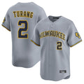 Milwaukee Brewers #2 Brice Turang Player Gray HeidiMiller Home Limited Stitched Jerseys