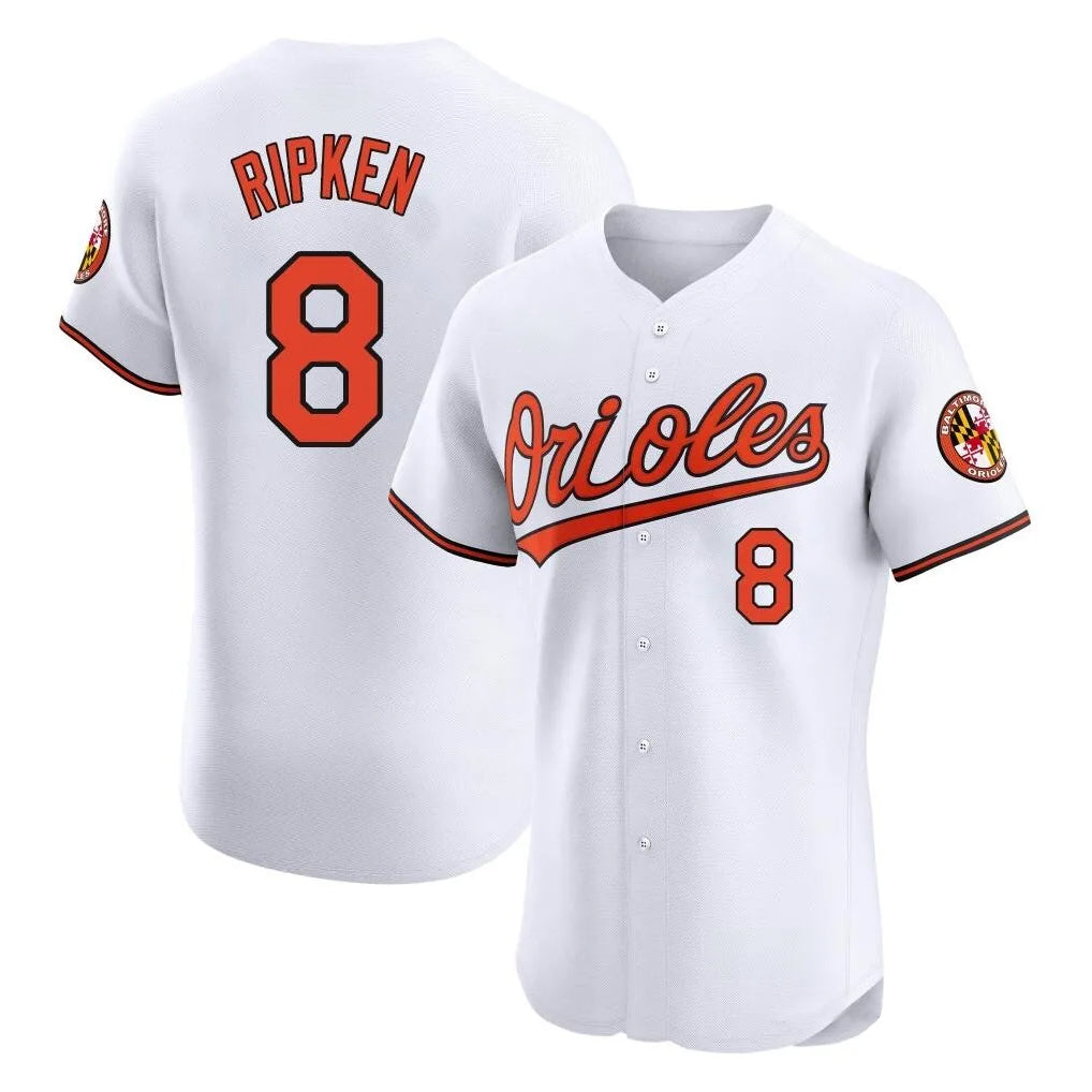 Baltimore Orioles #8 Cal Ripken Player White HeidiMiller Limited Elite Home Game Stitched Jerseys