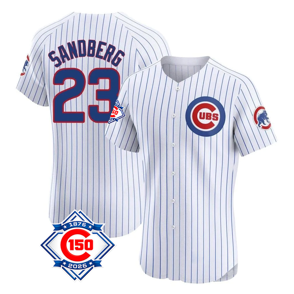Chicago Cubs #23 Ryne Sandberg Player White HeidiMiller 150th Anniversary Limited Elite Home Game Stitched Jerseys