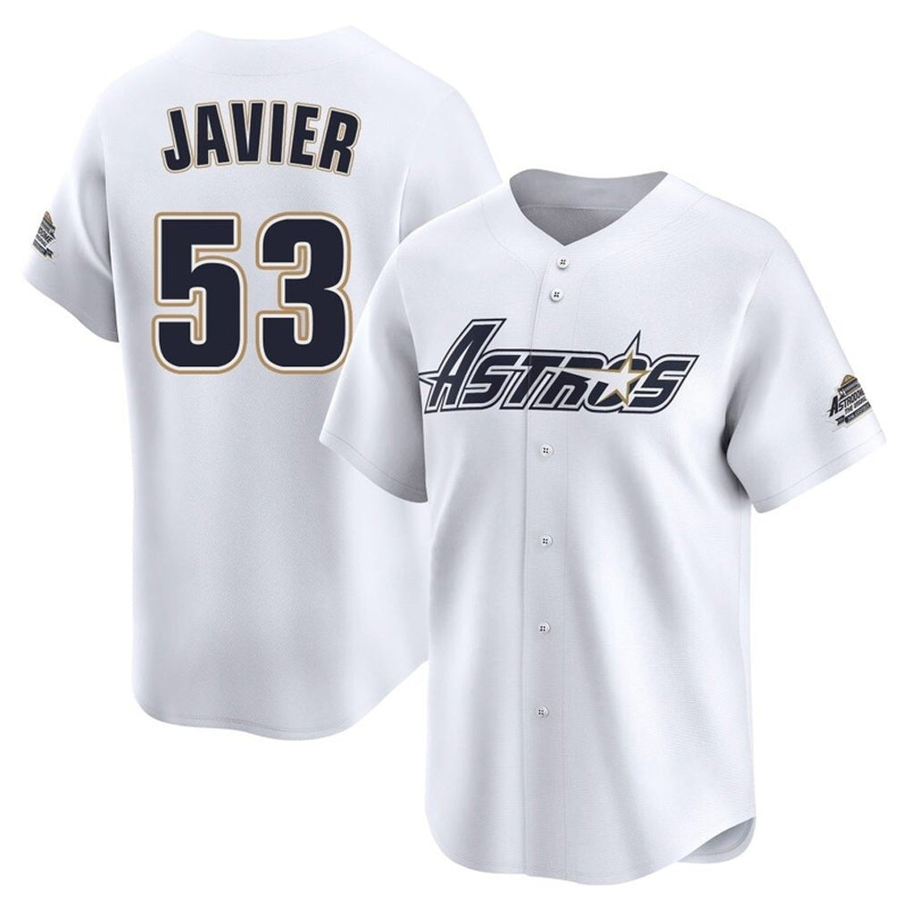 Houston Astros #53 Cristian Javier Player White HeidiMiller Throwback Cooperstown Collection Limited Stitched Jerseys