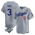 Los Angeles Dodgers #3 Edwin D¨ªaz Player Gray HeidiMiller World Series Limited Home Stitched Jerseys