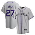 Colorado Rockies #27 Jordan Beck Player Gray HeidiMiller Game Home Stitched Jerseys