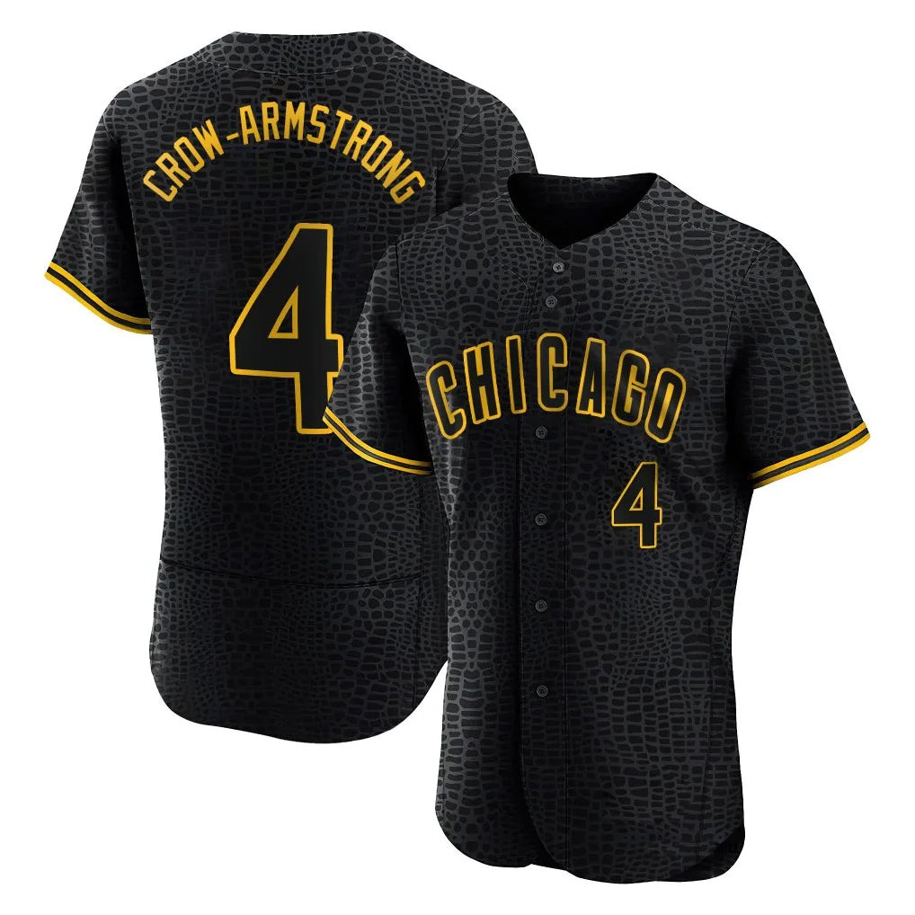 Chicago Cubs #4 Pete Crow-Armstrong Player Black HeidiMiller Snake Skin City Limited Elite Home Game Stitched Jerseys