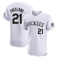 Colorado Rockies #21 Kyle Freeland Player White HeidiMiller Limited Elite Home Stitched Jerseys