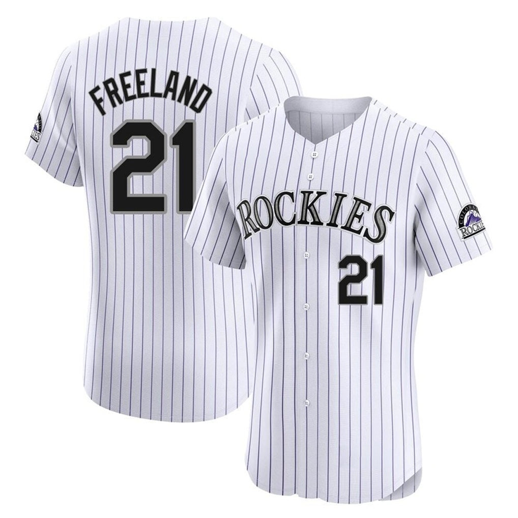 Colorado Rockies #21 Kyle Freeland Player White HeidiMiller Limited Elite Home Stitched Jerseys