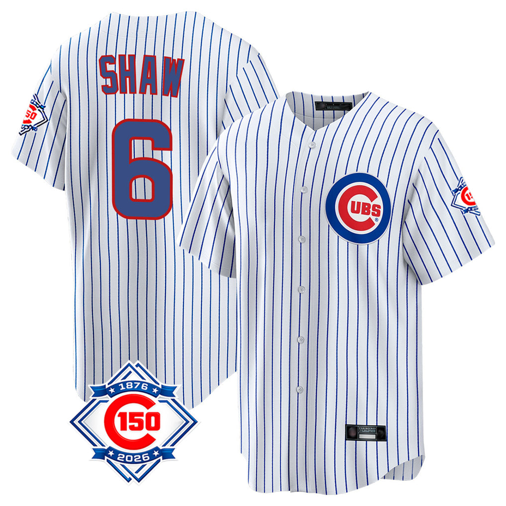 Chicago Cubs #6 Matt Shaw Player White HeidiMiller 150th Anniversary Home Game Stitched Jerseys