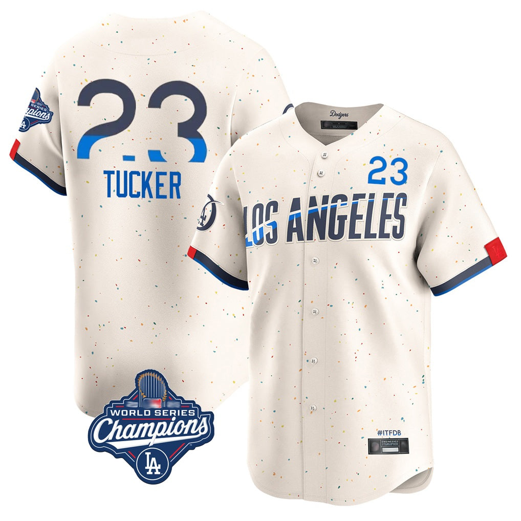Los Angeles Dodgers #23 Kyle Tucker Player Cream HeidiMiller World Series Meet City Connect Limited Home Stitched Jerseys