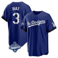 Los Angeles Dodgers #3 Edwin D¨ªaz Player Royal HeidiMiller World Series Meet City Connect Home Game Stitched Jerseys