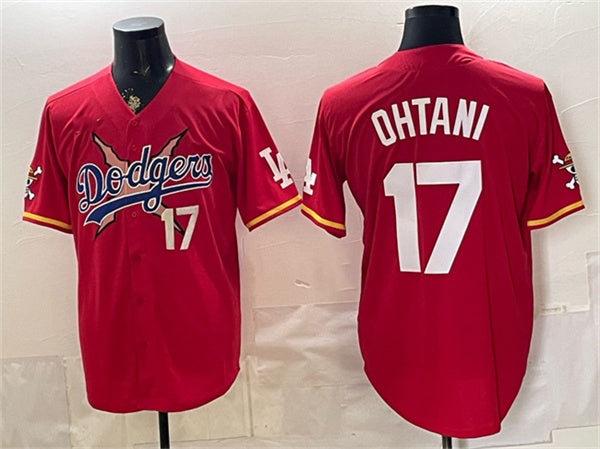 Los Angeles Dodgers x One Piece #17 Shohei Ohtani Red HeidiMiller Vapor Premier Limited Stitched Jersey