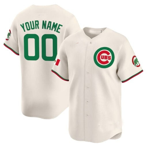 Custom Chicago Cubs Mexico Vapor Premier Limited Jersey V3 ¨C Cream HeidiMiller