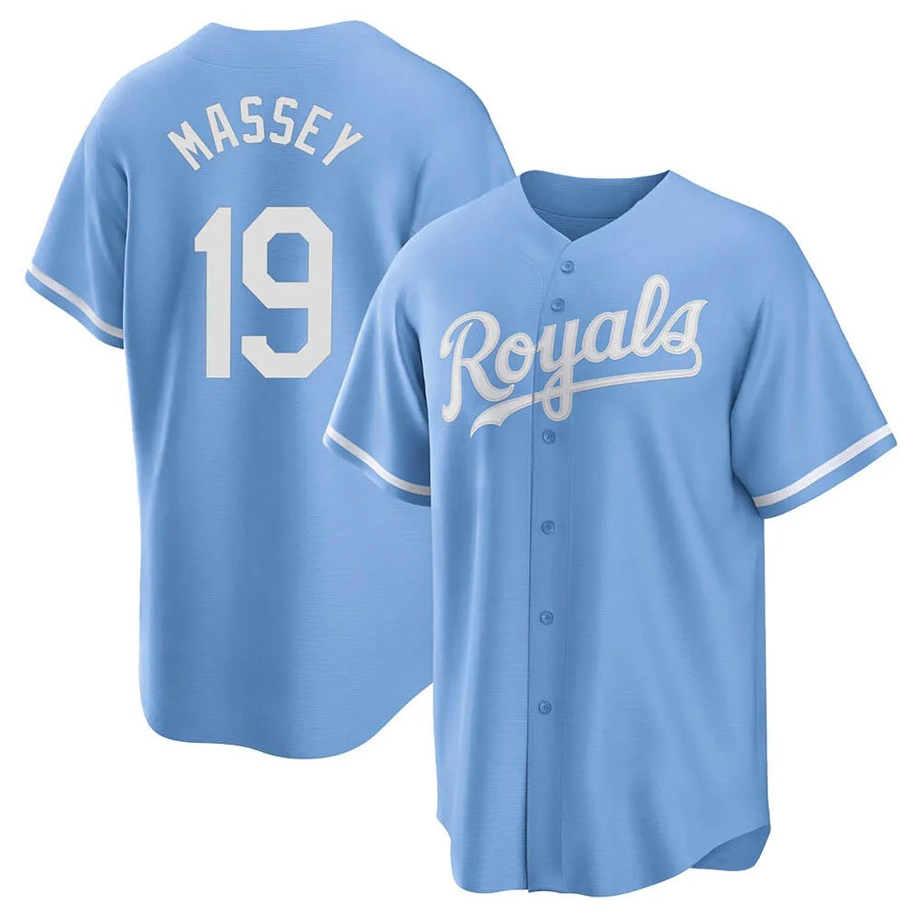 Kansas City Royals #19 Michael Massey Player Light Blue HeidiMiller Home Game Stitched Jerseys