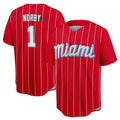 Miami Marlins #1 Connor Norby Player Red HeidiMiller City Connect Home Game Stitched Jerseys