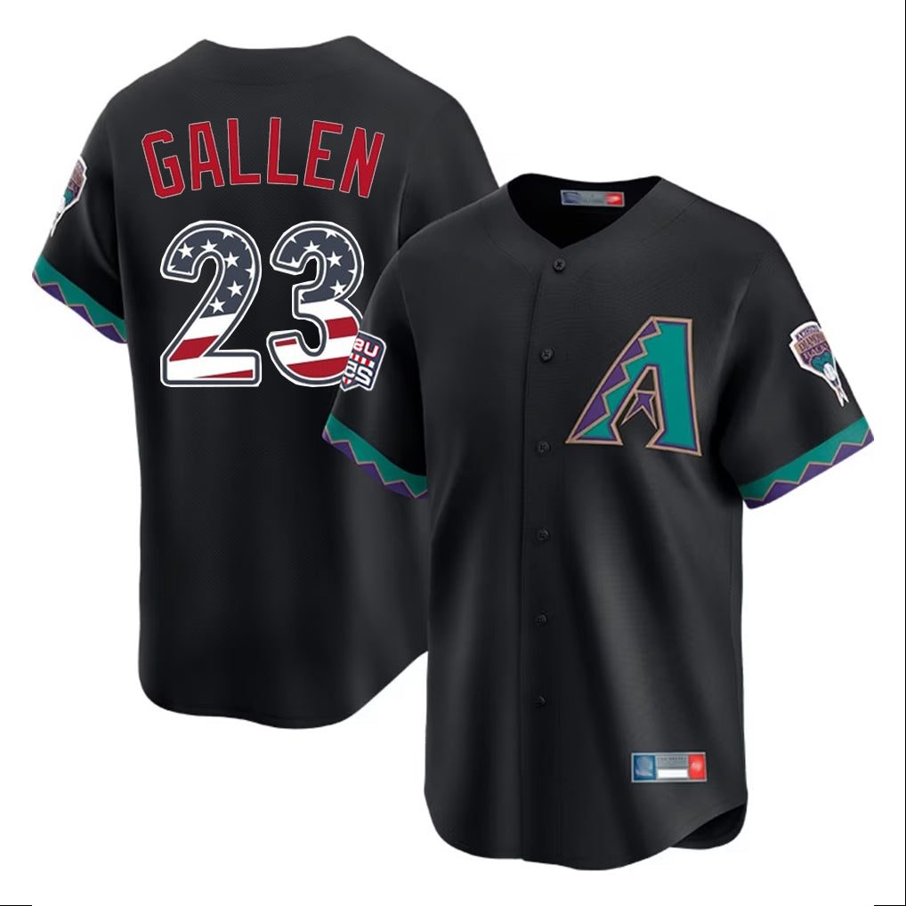 Arizona Diamondbacks #23 Zac Gallen Player Black HeidiMiller USA 250 Fourth of July Home Game Stitched Jerseys
