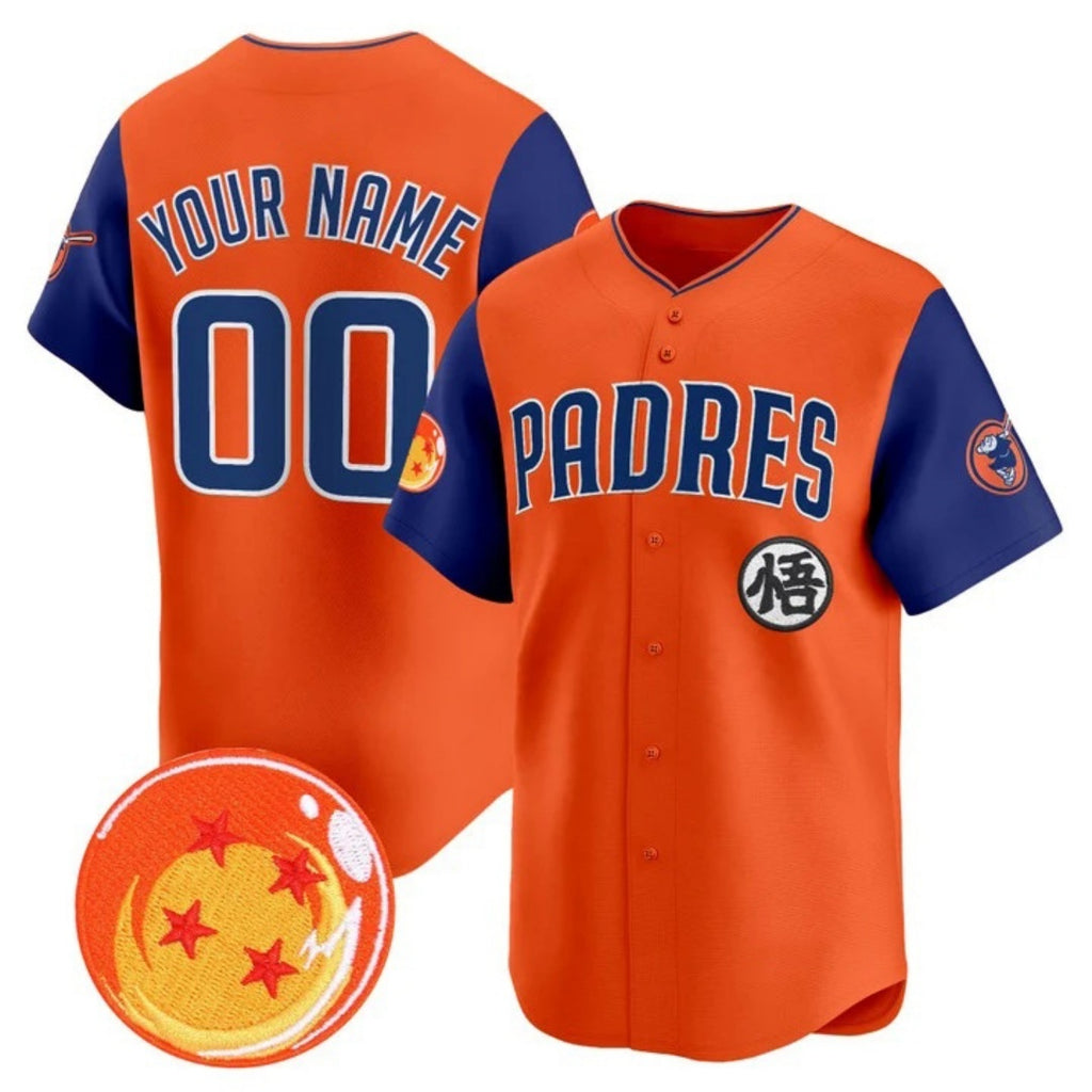 Custom San Diego Padres x Dragon Ball Royal Orange HeidiMiller Vapor Premier Limited Jersey - All Stitched