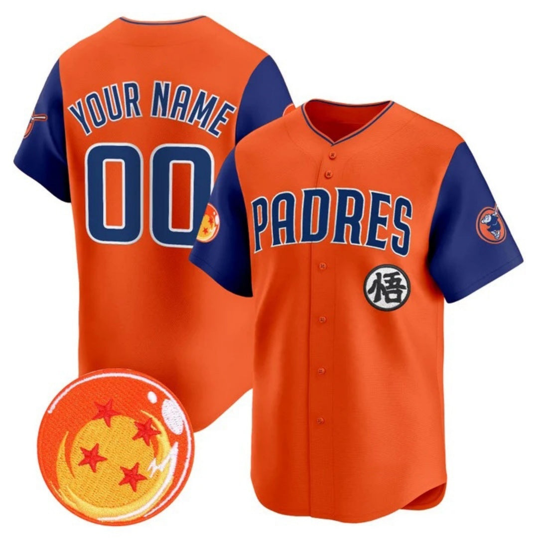 Custom San Diego Padres x Dragon Ball Royal Orange HeidiMiller Vapor Premier Limited Jersey - All Stitched