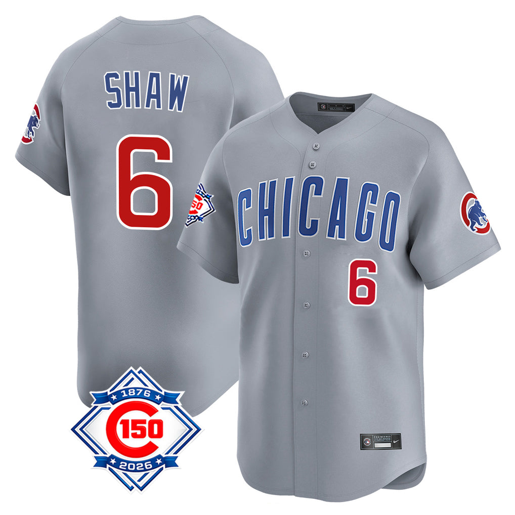 Chicago Cubs #6 Matt Shaw Player Gray HeidiMiller Road 150th Anniversary Limited Home Stitched Jerseys