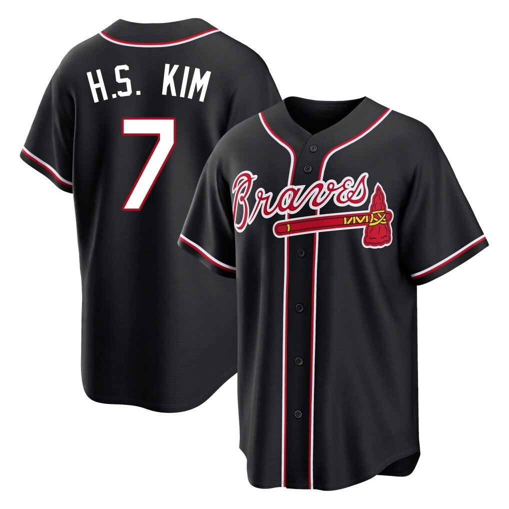 Atlanta Braves #7 Ha-Seong Kim Player Black HeidiMiller Fashion Out Game Stitched Jerseys
