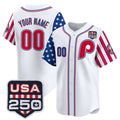 Custom Philadelphia Phillies America 250 Edition Vapor Premier Limited White HeidiMiller Stitched Jerseys