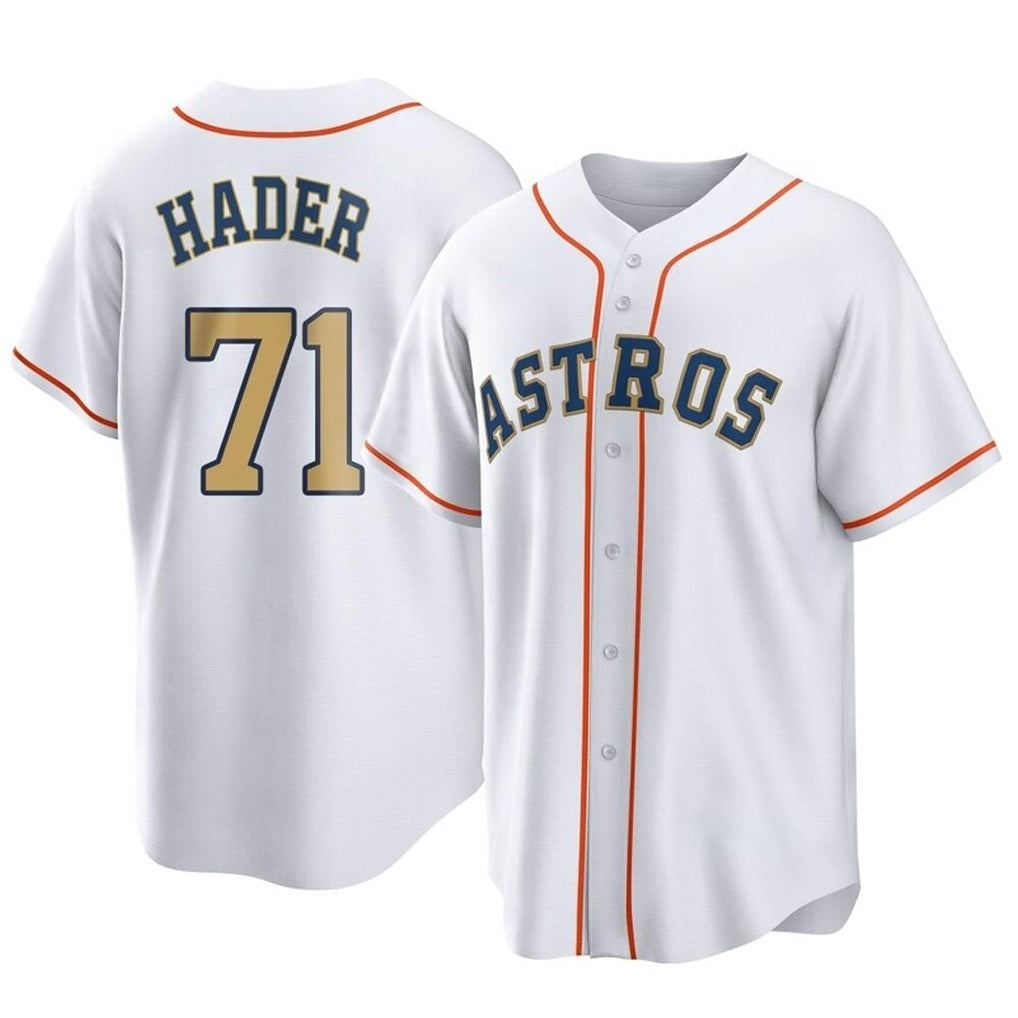 Houston Astros #71 Josh Hader Player Gold HeidiMiller Collection Game Home Stitched Jerseys
