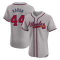 Atlanta Braves #44 Hank Aaron Player Gray HeidiMiller Limited Elite Home Game Stitched Jerseys