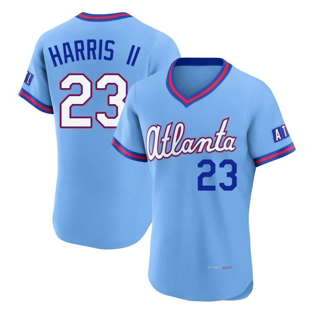 Atlanta Braves #23 Michael Harris II Player Powder Blue HeidiMiller 2026 City Connect T-shirt Limited Elite Home Game Stitched Jerseys