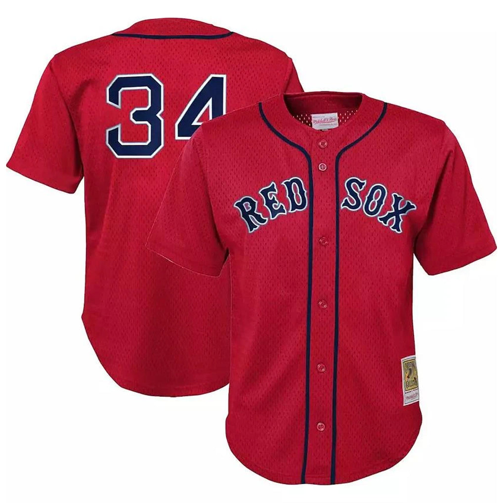 Boston Red Sox #34 David Ortiz Player Red HeidiMiller Mitchell & Ness Cooperstown Collection Mesh Home Stitched Jerseys