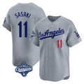 Los Angeles Dodgers #11 Roki Sasaki Player Gray HeidiMiller World Series Meet Limited Home Stitched Jerseys