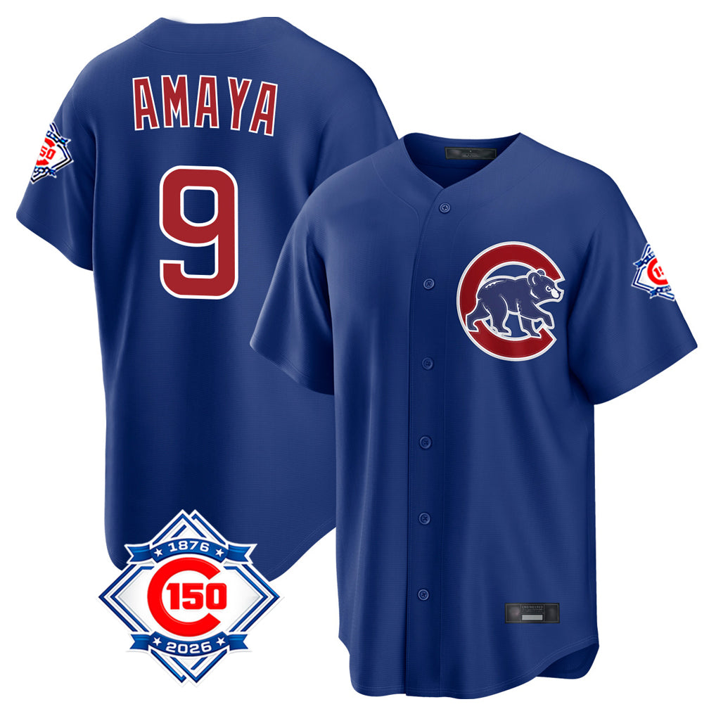 Chicago Cubs #9 Miguel Amaya Player Royal HeidiMiller 150th Anniversary Home Game Stitched Jerseys