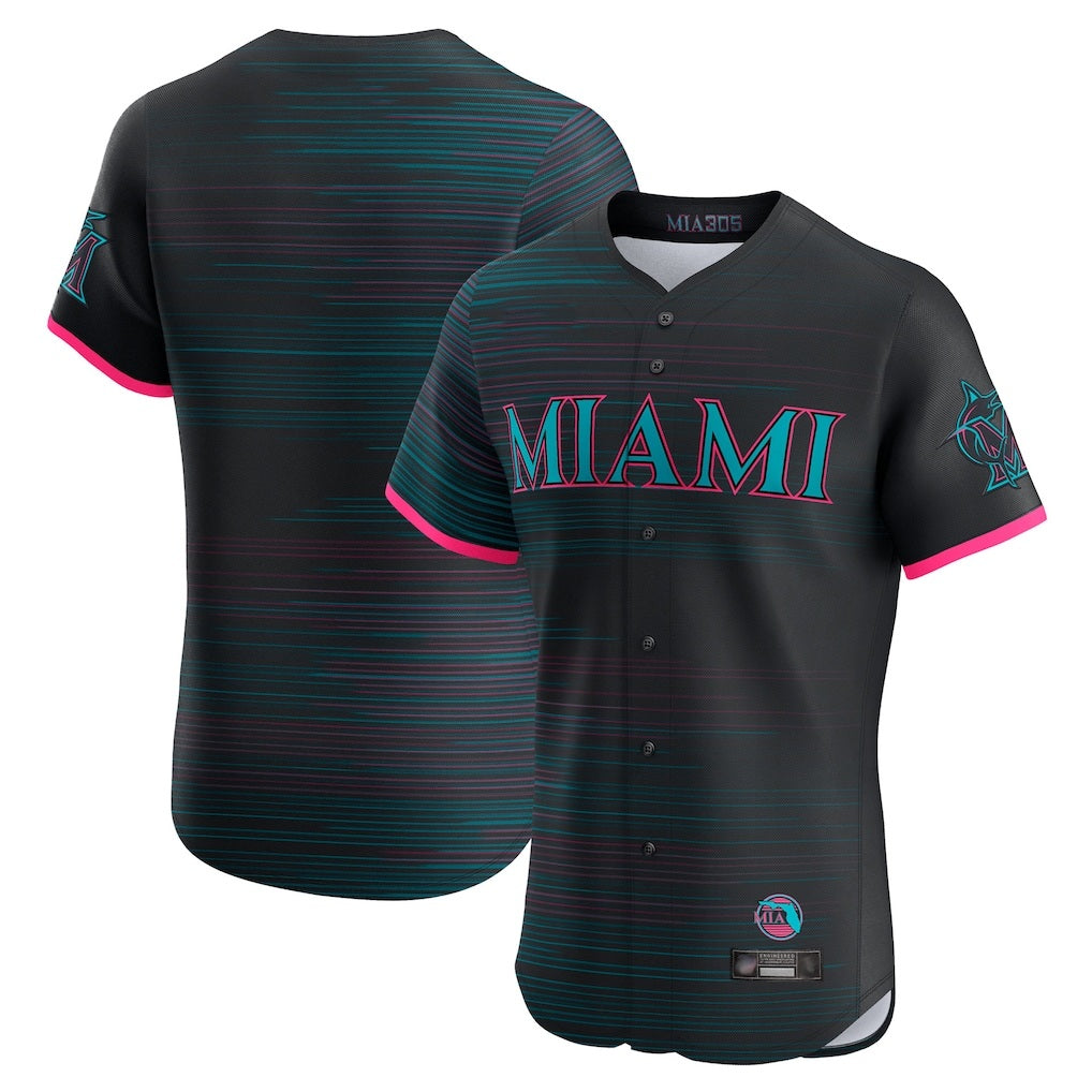 Miami Marlins Blank Player Black HeidiMiller City Connect Home Limited Elite Stitched Jerseys