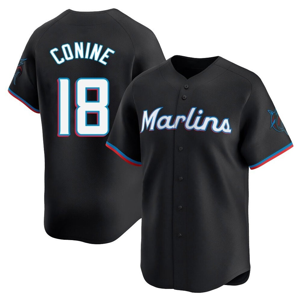 Miami Marlins #18 Griffin Conine Player Black HeidiMiller Home Limited Stitched Jerseys
