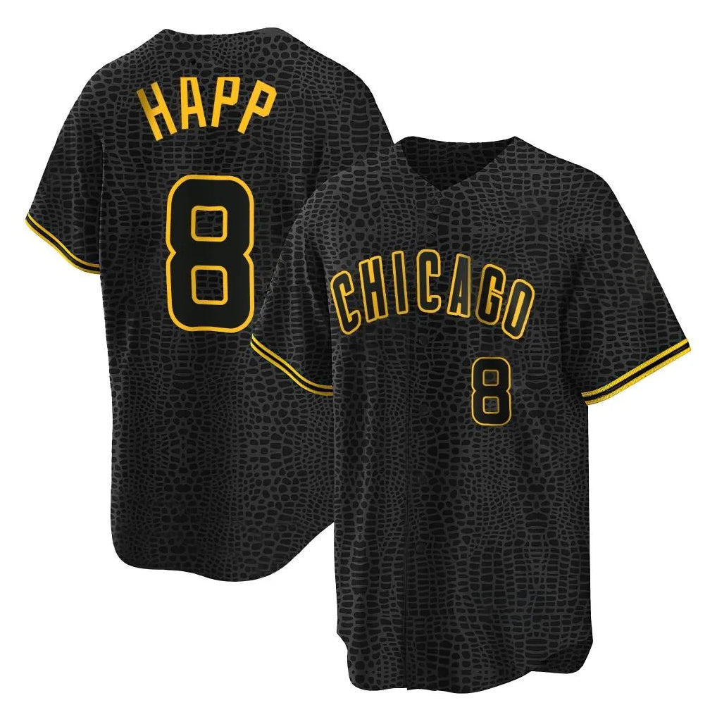Chicago Cubs #8 Ian Happ Player Black HeidiMiller Snake Skin City Game Stitched Jerseys