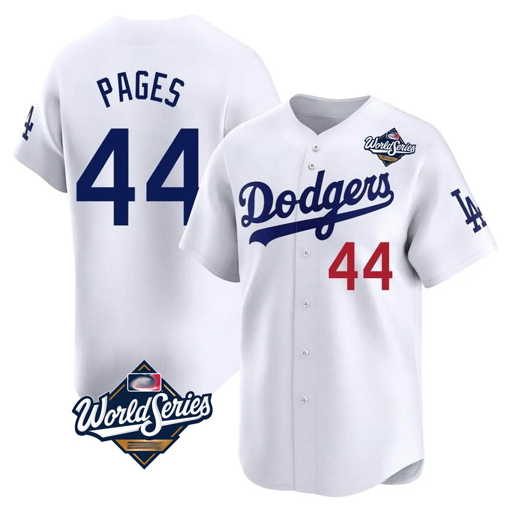 Los Angeles Dodgers #44 Andy Pages Player White HeidiMiller World Series Limited Home Stitched Jerseys