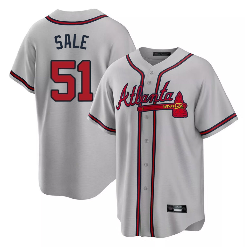 Atlanta Braves #51 Chris Sale Player Gray HeidiMiller Home Game Stitched Jerseys
