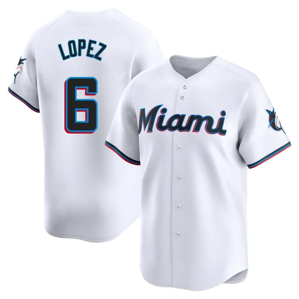 Miami Marlins #6 Otto Lopez Player White HeidiMiller Home Limited Stitched Jerseys