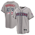 Arizona Diamondbacks #57 Eduardo Rodriguez Player Gray HeidiMiller USA 250 Fourth of July Home Game Stitched Jerseys